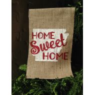 /Theshabbystitchery Home Sweet Home Arkansas Burlap Garden Flag, Arkansas Flag, Southern Outdoor Decor, Home Garden Flag, Outdoor Flag, Burlap Flag, Porch Flag