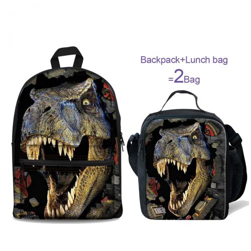  ThiKin Dinosaur Backpack with Lunch Bag for Kids Back to School