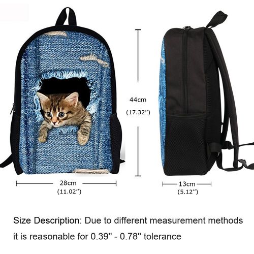  ThiKin Cute Cat Dog Animal Blue School Backpack For Boys Girls School Book Bags