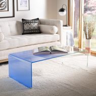 Thicken Safavieh COF7300A Home Collection Crysta Clear and Blue Ombre Glass Coffee Table,