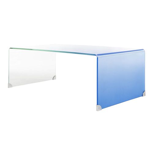  Thicken Safavieh COF7300A Home Collection Crysta Clear and Blue Ombre Glass Coffee Table,