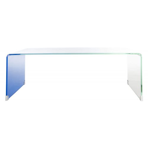  Thicken Safavieh COF7300A Home Collection Crysta Clear and Blue Ombre Glass Coffee Table,