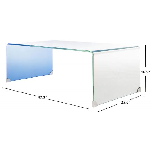  Thicken Safavieh COF7300A Home Collection Crysta Clear and Blue Ombre Glass Coffee Table,