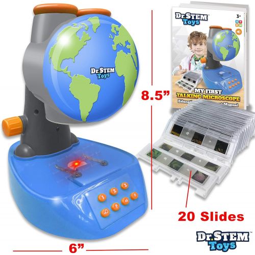  [아마존베스트]Thin Air Brands Dr. STEM Toys Talking Microscope, STEM Science Toy, Beginner Microscope for Kids with Twenty Prepared Slides, Sixty Specimen Images, and Color Booklet - View, Listen, and Learn, Ag