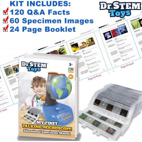  [아마존베스트]Thin Air Brands Dr. STEM Toys Talking Microscope, STEM Science Toy, Beginner Microscope for Kids with Twenty Prepared Slides, Sixty Specimen Images, and Color Booklet - View, Listen, and Learn, Ag