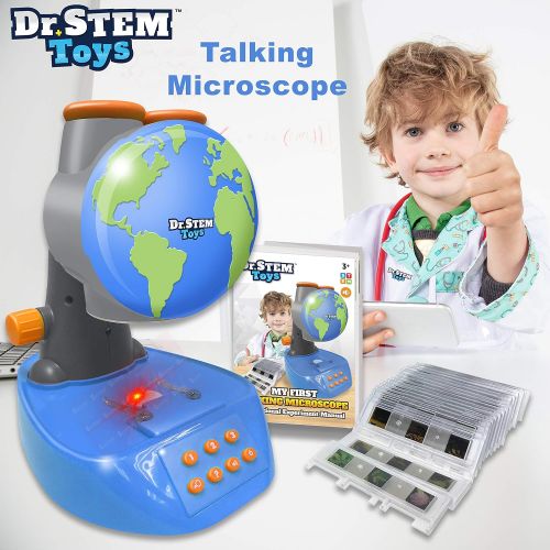  [아마존베스트]Thin Air Brands Dr. STEM Toys Talking Microscope, STEM Science Toy, Beginner Microscope for Kids with Twenty Prepared Slides, Sixty Specimen Images, and Color Booklet - View, Listen, and Learn, Ag