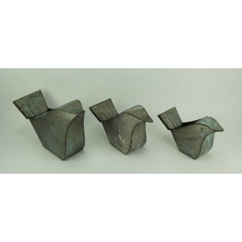  Things2Die4 Galvanized Metal Vintage Bird Shaped Planters Set of 3