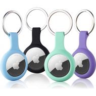 ThingsBag 4 Pack Silicone Case for Airtags with Keychain, Protective Cover for Apple Air tag Key Finder Tracker, Pet Dog Itag Collar Necklace, Airtag Accessories Holder