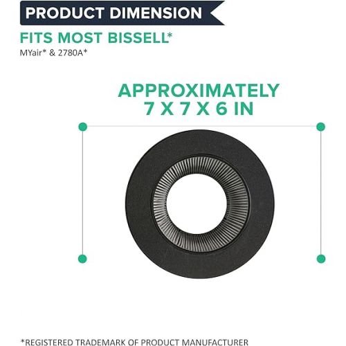  Think Crucial 3-in-1 HEPA Style Air Purifier Filter Compatible with Bissell MYair Personal Air Purifier 2780A, replacement for Part 2801 (4 PACK)