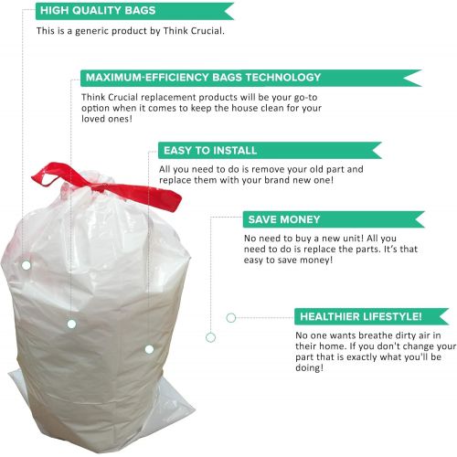  Think Crucial Durable Garbage Bags Fit Simplehuman Size D, 20L / 5.2 Gallon (100)