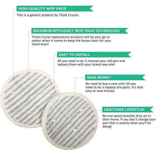  Think Crucial Replacement Mop Pads Compatible with Bissell Part # 2124, 2039 & Models Spinwave Perfect for Home and Office Use - Bulk (8 Pack)