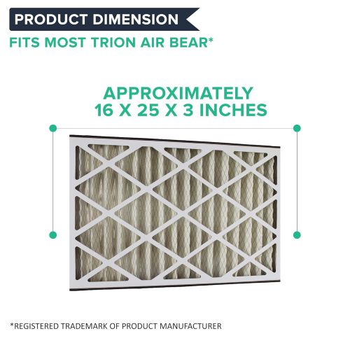  3 Replacements for Trion Air Bear 16x25x3 Pleated Furnace Air Filter Fits 255649-101 Pleated Furnace Air Filter, Merv 8, by Think Crucial