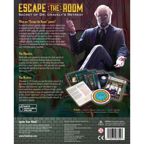  Think Fun ThinkFun Escape the Room Secret of Dr. Gravelys Retreat - An Escape Room Experience in a Box For Age 13 and Up