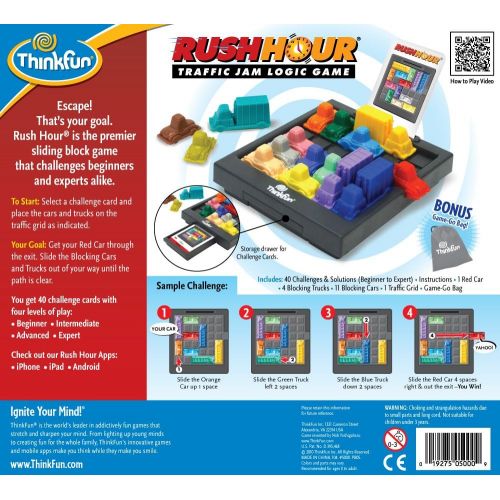  Think Fun Rush Hour Traffic Jam Logic Game and STEM Toy for Boys and Girls Age 8 and Up - Tons of Fun with Over 20 Awards Won, International for Over 20 Years