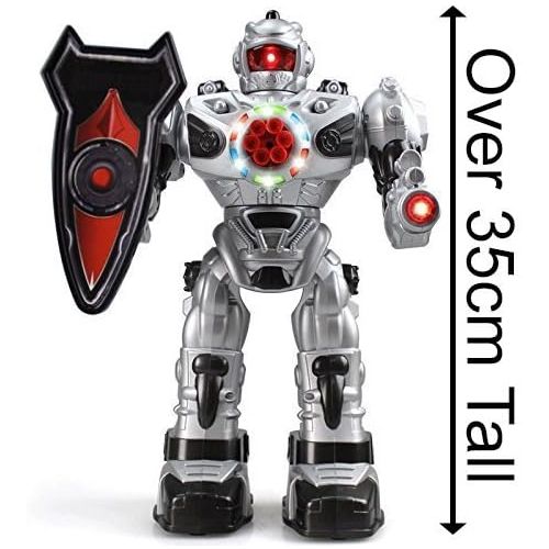  [아마존베스트]Think Gizmos Large Remote Control Robot for Kids  Superb Fun Toy RC Robot  Remote Control Toy Shoots Missiles, Walks, Talks & Dances (10 Functions) (Silver)