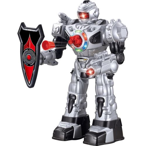  [아마존베스트]Think Gizmos Large Remote Control Robot for Kids  Superb Fun Toy RC Robot  Remote Control Toy Shoots Missiles, Walks, Talks & Dances (10 Functions) (Silver)