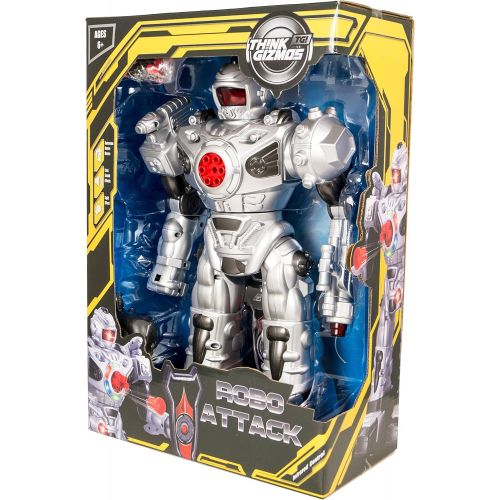  [아마존베스트]Think Gizmos Large Remote Control Robot for Kids  Superb Fun Toy RC Robot  Remote Control Toy Shoots Missiles, Walks, Talks & Dances (10 Functions) (Silver)