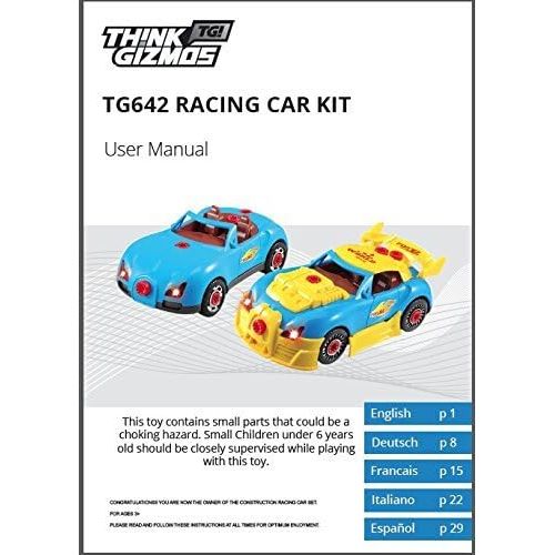  [아마존베스트]Think Gizmos Take Apart Toy Racing Car - Construction Toy Kit for Boys and Girls Aged 3 4 5 6 7 8 - Build Your Own Car Kit Updated Version 3 Exclusive to