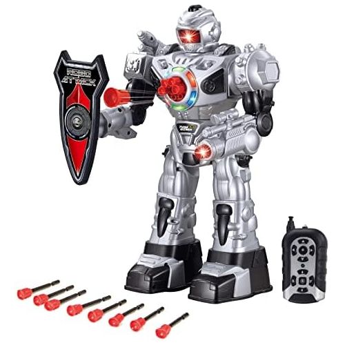  Think Gizmos Large Remote Control Robot for Kids  Superb Fun Toy RC Robot  Remote Control Toy Shoots Missiles, Walks, Talks & Dances (10 Functions) (Silver)