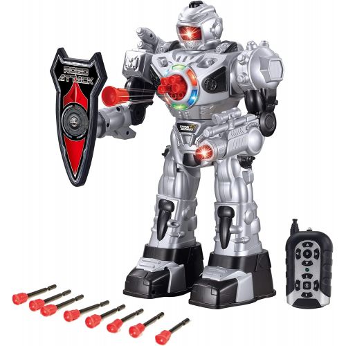  Think Gizmos Large Remote Control Robot for Kids  Superb Fun Toy RC Robot  Remote Control Toy Shoots Missiles, Walks, Talks & Dances (10 Functions) (Silver)