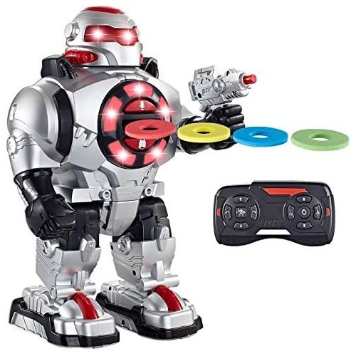  Think Gizmos TG542-VR RoboShooter Remote Control Robot - with Voice Recording, Fires Discs, Plays Music & Dances