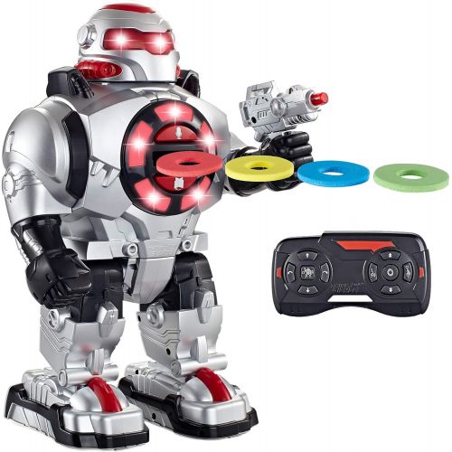  Think Gizmos TG542-VR RoboShooter Remote Control Robot - with Voice Recording, Fires Discs, Plays Music & Dances