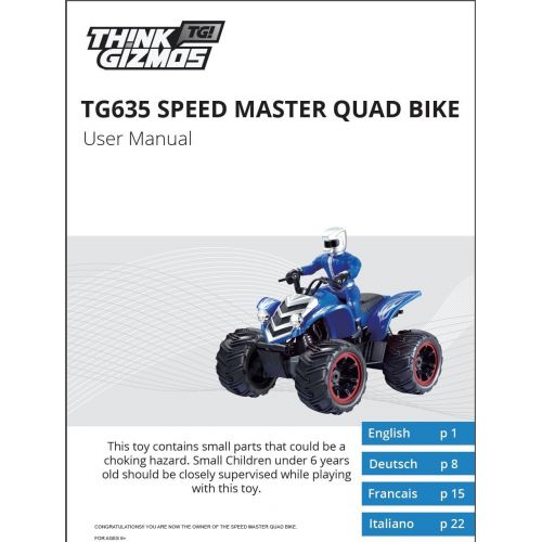  Remote Control Quad Bike TG635 ? Super Fun Speed Master Remote Control Toy Quad Bike - Fun Gift for Boys Aged 6 7 8 9 10+ by Think Gizmos (Trademark Protected)