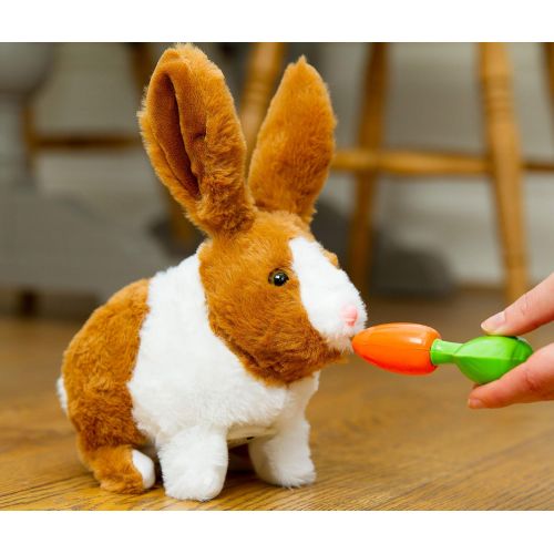  [아마존베스트]Think Gizmos Interactive Electronic Pet Rabbit Toy for Boys & Girls Aged 3 4 5 6 7 8  Electronic Pet Toy Rabbit with Sounds & Movement  Life Like Play Animal Toy  TG813