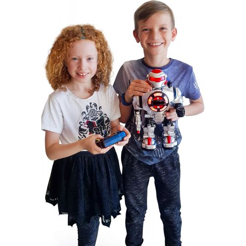  [아마존베스트]Think Gizmos TG542-VR RoboShooter Remote Control Robot for Kids - Fun Toy Robot with Voice Recording, Fires Discs, Plays Music & Dances. Awesome RC Robot Toy for Boys and Girls