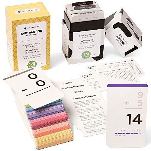  Think Tank Scholar 346 Addition and Subtraction Flash Cards | All Facts Color Coded | Best for Kids in Kindergarten, 1st, 2nd & 3rd Grade