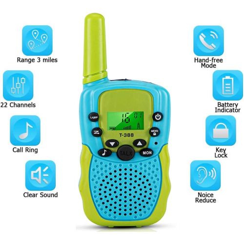  [아마존베스트]ThinkMax Kids Walkie Talkies| 3 Pack Long Range Walkie-talkies| 3 Mile Outdoor Way Radios Game Toys with Flashlight| 22 Channels| Gifts for Boys Girls to Camping Hiking Adventure