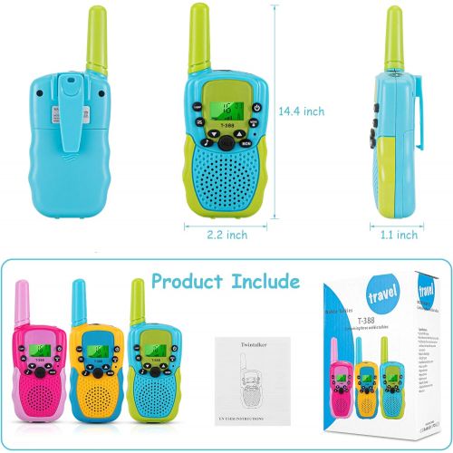  [아마존베스트]ThinkMax Kids Walkie Talkies| 3 Pack Long Range Walkie-talkies| 3 Mile Outdoor Way Radios Game Toys with Flashlight| 22 Channels| Gifts for Boys Girls to Camping Hiking Adventure