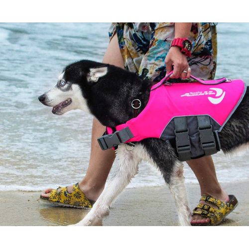  ThinkPet Dog Life Jacket, Reflective Lifesaver with Rescue Handle, Adjustable Floating Vest,High Buoyancy Aid Dog Saver