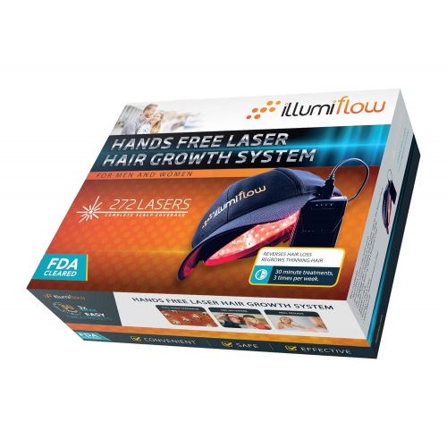  Illumiflow 272 Diodes, FDA Cleared Laser Helmet for Thinning Hair Loss Treatment for Men and Women. Light Stimulates Hair Follicles for Thicker Hair Regrowth.