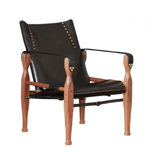  Third Life Designs Bespoke Leather Campaign Safari Roorkhee Wood Chair