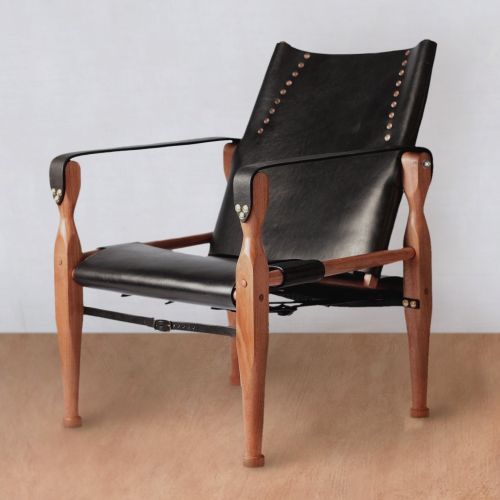  Third Life Designs Bespoke Leather Campaign Safari Roorkhee Wood Chair