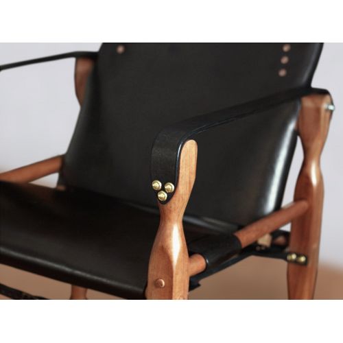  Third Life Designs Bespoke Leather Campaign Safari Roorkhee Wood Chair