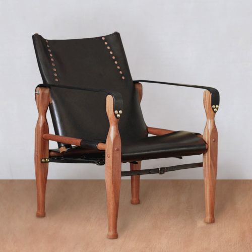  Third Life Designs Bespoke Leather Campaign Safari Roorkhee Wood Chair