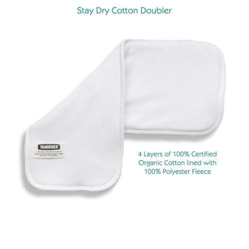  Thirsties Reusable Stay Dry Organic Cotton Cloth Diaper Doubler, Large (3 Pack)