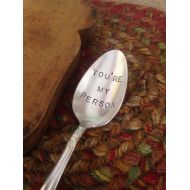 /ThirtySixDesign Youre My Person, Hand Stamped Spoon, Stamped Silverware, Girl Friend Gift, Boy Friend Gift, Stamped Vintage Spoon, My Person Spoon, Engraved