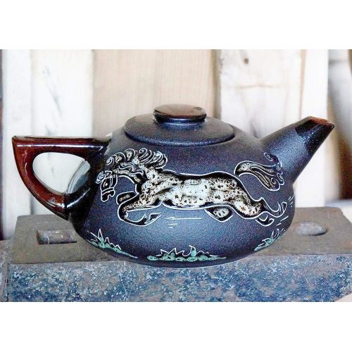  This Teapot ceramic Mustang made of clay and pain Teapot ceramic, Mustang Galloping Horse pottery, Western Cowboy gift for friend, Best Gift For Women Men: Kitchen & Dining