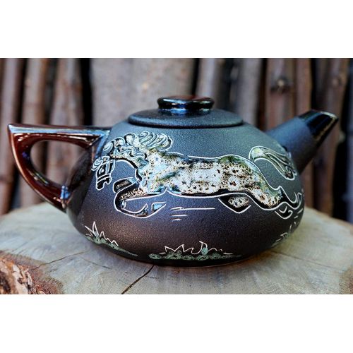  This Teapot ceramic Mustang made of clay and pain Teapot ceramic, Mustang Galloping Horse pottery, Western Cowboy gift for friend, Best Gift For Women Men: Kitchen & Dining