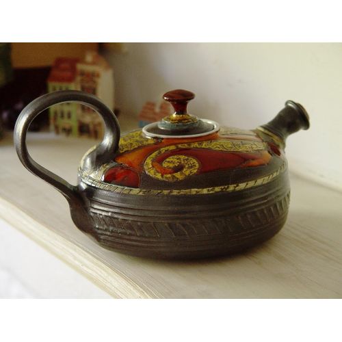  This teapot is an unique piece of art. It is whee Colorful Pottery Teapot with Matte Finish - Fine Art Tea Pot - Tea Ware - Table Decor - Tea Lovers Gift - Ceramic Teapot - Danko Pottery: Kitchen & Dining