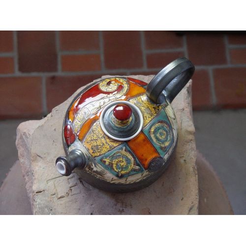  This teapot is an unique piece of art. It is whee Colorful Pottery Teapot with Matte Finish - Fine Art Tea Pot - Tea Ware - Table Decor - Tea Lovers Gift - Ceramic Teapot - Danko Pottery: Kitchen & Dining