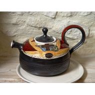 This vessel is an unique piece of art. It is whee Pottery Teapot - Tea Kettle - Ceramic Tea Pot - Wheel Thrown Handmade Pot - Clay Art - Earthenware Teapot - Functional Designer Pottery: Kitchen & Dining