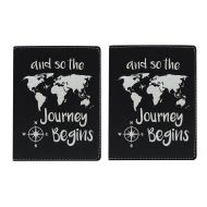 ThisWear World Passport Holder the Journey Begins Laser Engraved Leather Passport Holder