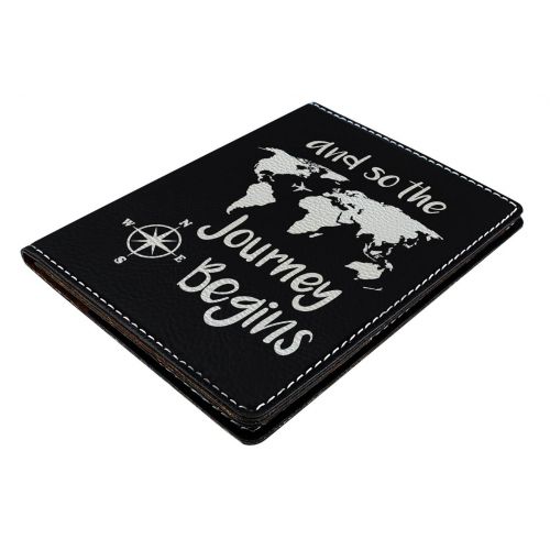  ThisWear World Passport Holder the Journey Begins Laser Engraved Leather Passport Holder