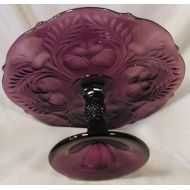 11 Amethyst Purple Glass Cake Plate Thistle Pattern - Ohio Made