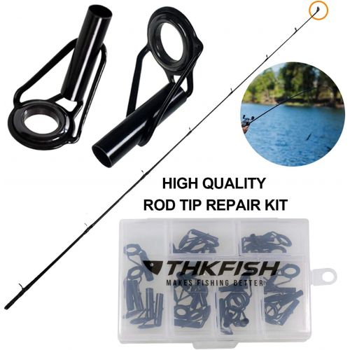  THKFISH Rod Tip Repair Kit Rod Repair Kit Fishing Rod Tips Stainless Steel Ceramic Ring Guide Rod Repair Replacement 6Sizes 30pcs/80pcs