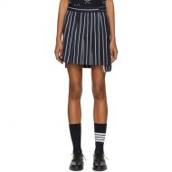 Thom Browne Navy Dropped Back Pleated Miniskirt